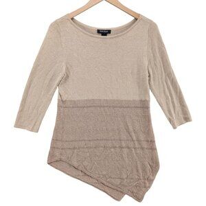 White House Black Market  Asymmetrical Tunic Sweater Womens Gold 3/4 Sleeve Sz M